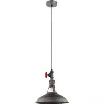 Lámpara colgante industrial y retro Garibaldo gris, Italux - Garibaldo - 1 luz con pantalla gris negro, E27