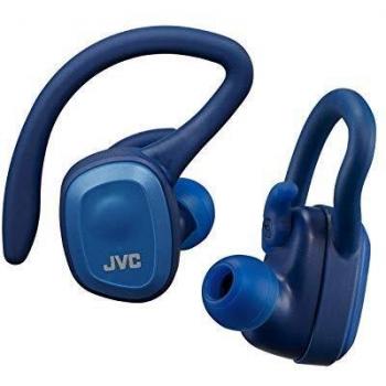 JVC Auriculares Bluetooth HA-ET45T True Wireless, Micrófono y Clip Desmontable. Máxima Adaptabilidad, Agarre y Resistencia. Batería 14h, Color Azul