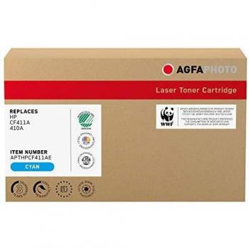 AgfaPhoto APTHPCF411AE adecuado para HP CLJPROM452 Toner cian compatible también CF411A/410A 2300 Hojas