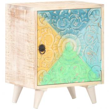 Mesita de noche tallada de madera maciza de acacia 40x30x50 cm