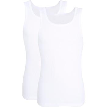 Camiseta de Tirantes Tom Tailor para Hombre, Pack de 2, Blanco, Rippado, Slim Fit, 100% Algodón, Talla XXL