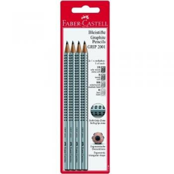 Faber-Castell Grip 2001 Modelo 117198 Lápices de Grafito Gris, Paquete Surtido de 4 Unidades