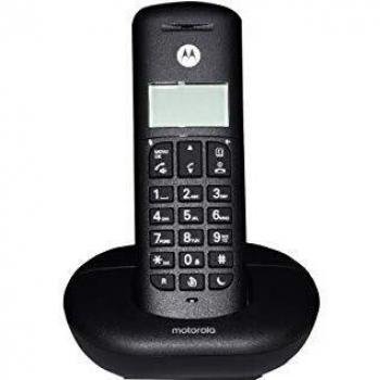 Teléfono Cordless Motorola E201 Negro con Altavoz, Identificador de Llamadas y Pantalla Retroiluminada