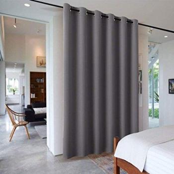 PONY DANCE Cortinas Blackout Termicas Aislantes Largas Gris/Decor Ventana Grande Ventanal Separadores Ambientes Salon Dormitorio Juvenil Habitaicon Infantil Niños Bebe, 1 Ud, 243 x 304 cm
