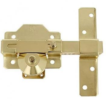 Amig - Cerrojo de Alta Seguridad para Puertas de Acabado Pulido Dorado, Bombillo Redondo de 50mm de Largo, Medida de Placa: Ancho 88mm, Alto 80mm, 9 x 15.5 x 8 cm
