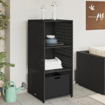 vidaXL Garden Storage Cabinet - Type: Outdoor Storage Cabinet, Characteristics: Color - Black, Dimensions - 50x55x115 cm, Material - Poly Rattan