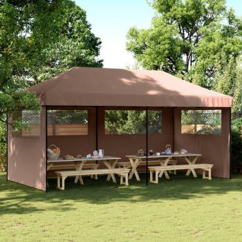 Carpa Plegable Pop-Up Party Tone con 3 Paredes Laterales Marrón