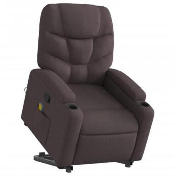 Silla de masaje reclinable de pie de tela marrón oscuro Vidaxl, con respaldo y reposabrazos, sillón de relax para descanso, asiento ajustable