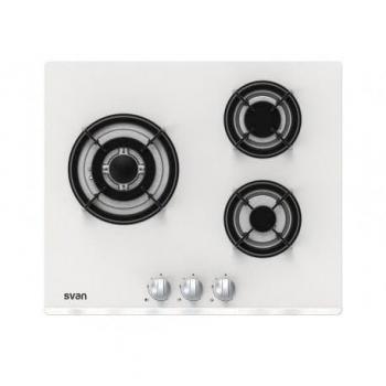 Encimera de gas Svan SGW3600B 3 fuegos 6050W cristal blanco 60 cm