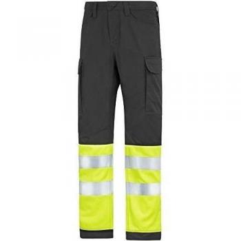 Snickers 69000466162 - Pantalones de servicio transporte clase 1 talla 162 negro/amarillo reflectante