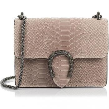Lorenza Bolso de mano Mujer.Piel auténtica Gamuza Grabado Serpiente . Made in Italy. Vera Pelle Italiana