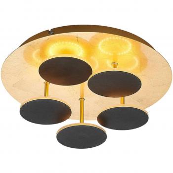 Lindby Casni Plafón LED Moderno en Negro de Metal para Salón y Comedor
