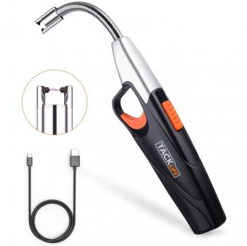 TACKLIFE Encendedor, ELY04 Encendedor Cocina, USB Mechero Eléctrico con Doble Interruptor de Seguridad, Batería Recargable, Mango Super Largo