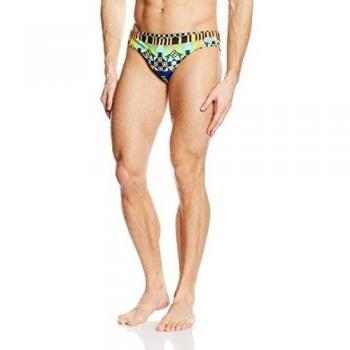 Miws Mosaicos - Bañador de natación para hombre, color verde/rojo/negro, talla XL