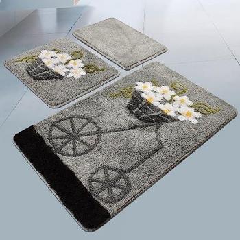 Set de Baño Antibacteriano y Antideslizante Wellhome (3 Piezas) Gris ACRÍLICO con Diseño Carro