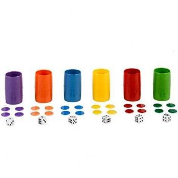 Falomir- Acc Parchís Set Completo de 6 cubiletes de plástico. Juego de Mesa