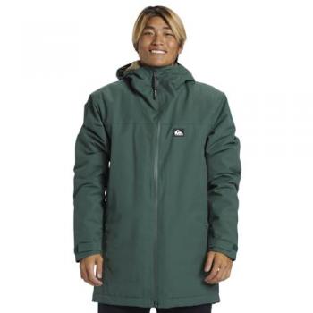 Chaqueta con capucha Quiksilver Overcast 3K verde oscuro para hombre, talla S