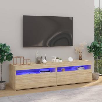 Mueble TV con luces LED 2 piezas Sonoma Oak 75x35x40 cm