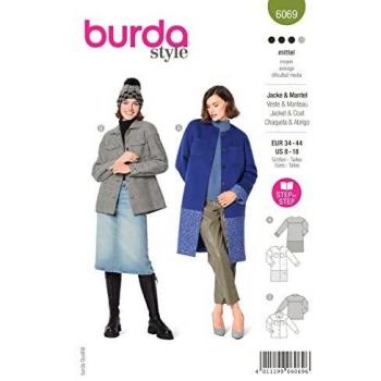 Burda Style 6069 - Patrón de costura para confeccionar abrigos para mujer