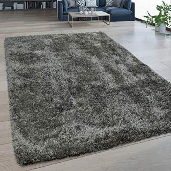 Alfombra de Salón Pelo Largo Lavable Shaggy Estilo Flokati Monocolor Gris 120x160 cm