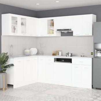 Juego de muebles de cocina 11 piezas aglomerado blanco