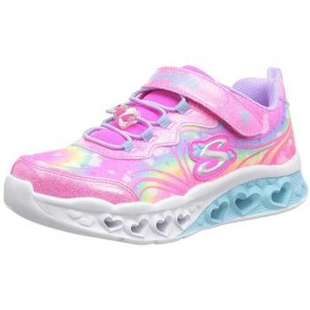 Skechers Flutter Heart Lights - Zapatillas de niña tipo running bajas con luces, modelo 303253L, color rosa (Hot Pink Sparkle Mesh/Lavender Trim), talla 31, material plástico