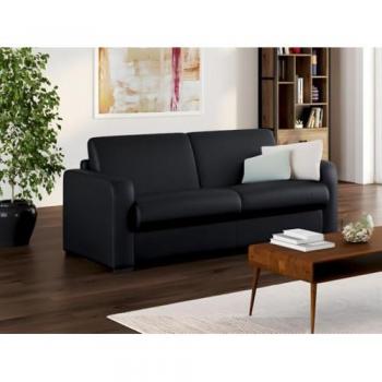 Sofá cama de 4 plazas de cuero negro con colchón de 22 cm Bevis