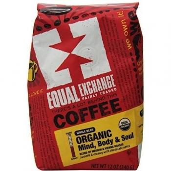 Equal Exchange Organic Whole Bean Coffee, Mind Body & Soul, 12 Ounce