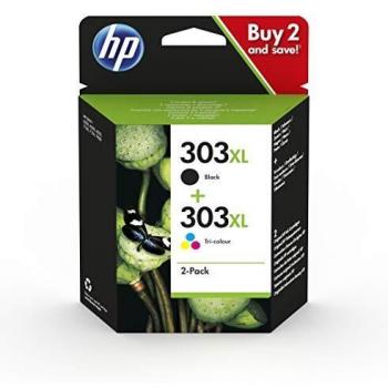 HP 303XL 3YN10AE, Negro y Tricolor, Cartuchos de Tinta de Alta Capacidad Originales, Pack de 2, Compatible con impresoras de inyección de tinta HP serie Tango; HP Envy serie 6200, 7100, 7800