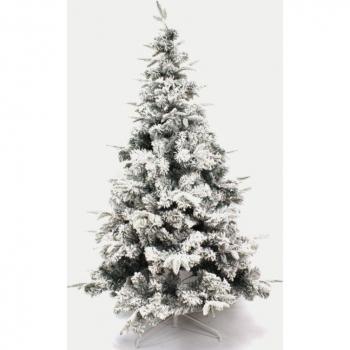 Árbol de Navidad Realista Mezclado de Polietileno con Nieve Artificial 120 a 210 cm Efecto Nevedo Material PVC Soporte de Metal