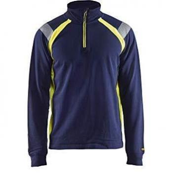 Blaklader High-Visibility Trucker Collar Sweatshirt Marine/Fluorescent Yellow Size S