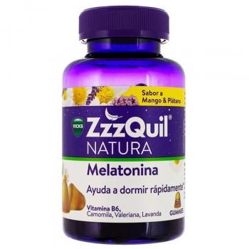 ZzzQuil Natura Melatonina 1mg y Extracto de Valeriana Gummies Sabor Mango y Plátano 60 Unidades