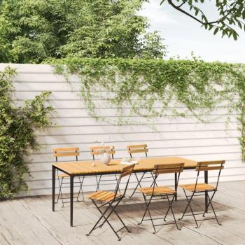 vidaXL 6-Piece Folding Garden Chairs Set in Steel and Solid Acacia Wood