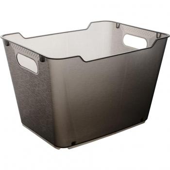 Caja de almacenamiento Keeper Lotta, 20 litros, gris cristal con asas y textura en la superficie