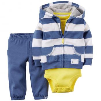 Kidsform Conjuntos Ninos Chaquetas Rompers Mono Bodies Jumpsuit Algodón Pantalones 3 Piez Azul 24M