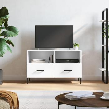 Mueble de TV madera contrachapada 80x36x50 cm blanco brillo vidaXL