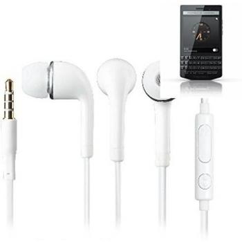 In Ear headphones para Blackberry Porsche Design P9983, con micrófono + control de volumen, blanco | 3.5mm auriculares micrófono omnidireccional, Studs auriculares auriculares estéreo sonido grave universal de control de volumen de los auriculares apli