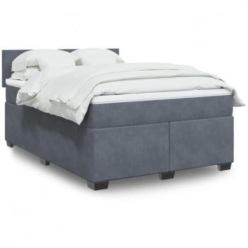 Cama box spring suave con colchón gris oscuro 140x190 cm terciopelo Vidaxl