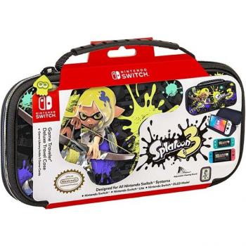 Funda de Viaje Deluxe para Nintendo Switch Splatoon 3 - Compatible con OLED y Lite, Almacenamiento Ajustable y Asa Deluxe