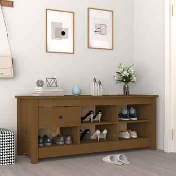 Zapatero de Armario Estantería VidaXL Color Blanco, Gris, Marrón Miel - Madera Maciza Pino 110x38x45.5cm