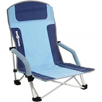 Silla de playa plegable Brunner Bula con asiento alto y brazos acolchados - color azul claro/azul