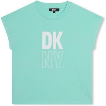 Camiseta de niña DKNY de algodón con logo frontal, sin mangas, modelo D60084