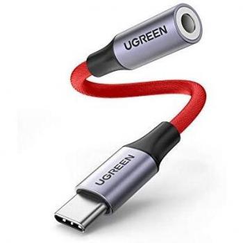 UGREEN Adaptador USB C a Jack 3.5mm, DAC Chip Adaptador Auriculares Tipo C Compatible con iPad Pro, Galaxy S22/S21/S20/S20+/Note 20/Tab S7, Oneplus Nord/9/8, Xiaomi Mi 11/10/9, Huawei P30 Pro, Rojo