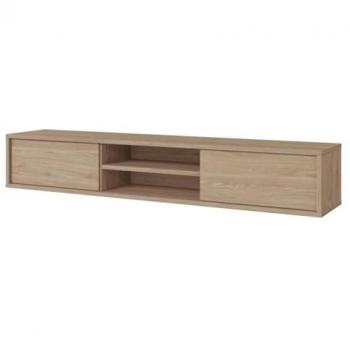 Mueble para Televisor 180 cm, 2 Puertas y 2 Nichos, Colección Maanum, Color Roble Claro