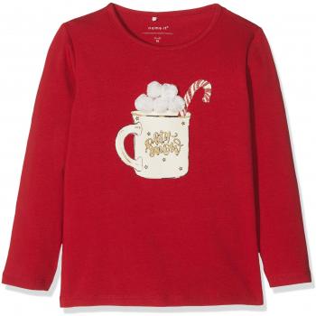 NAME IT Nmframas LS Top Box, Camisa Manga Larga para Niñas, Rojo Jester Red, 125
