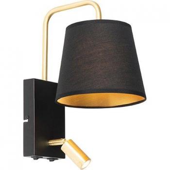 Aplique moderno negro y dorado con lámpara de lectura LED E14 - Renier