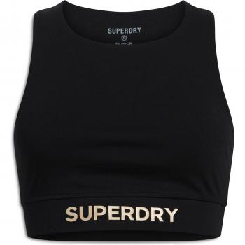 Superdry Women's Sports Bra Black with Logo, Multisport, Sleeveless, Cotton, Size XS