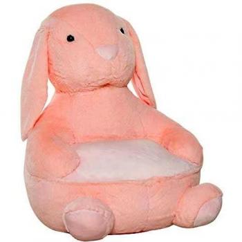 HOMCOM Puff Infantil Diseño de Conejo Sillón para Niños +18 Meses con Cojín Antideslizante para Dormitorio Sala de Juegos 60x50x59cm Rosa