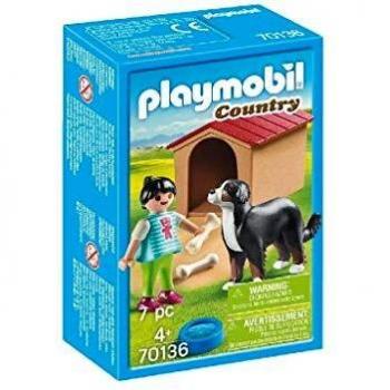 PLAYMOBIL-70136 Perro con cabaña, Color carbón