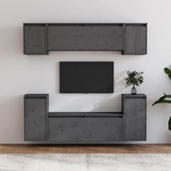 Mueble de TV 6 piezas madera maciza de pino gris vidaXL